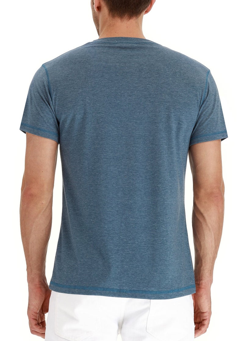 NITAGUT Mens Fashion Casual Front Placket Basic Short Sleeve Henley T-Shirts (M, 02 Vg-Blue) - Image 3